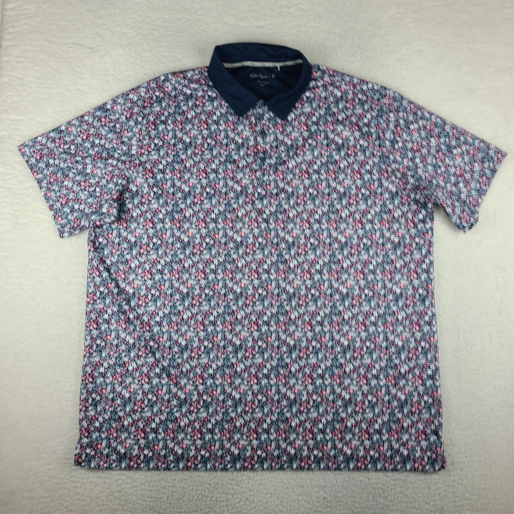 Walter Hagen Polo Shirt Mens 3XLT 3XL Tall Blue Red Performance Majors 11 Golf